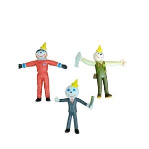 VTG Jack-In-The-Box Bendable Figure Fast Food Toy Advertising Character Lot of 3
